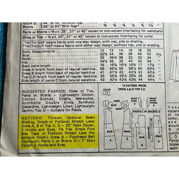 McCalls 4996 pattern Maxi dress top pants or shorts 1970s size 10 - Picture 5 of 7